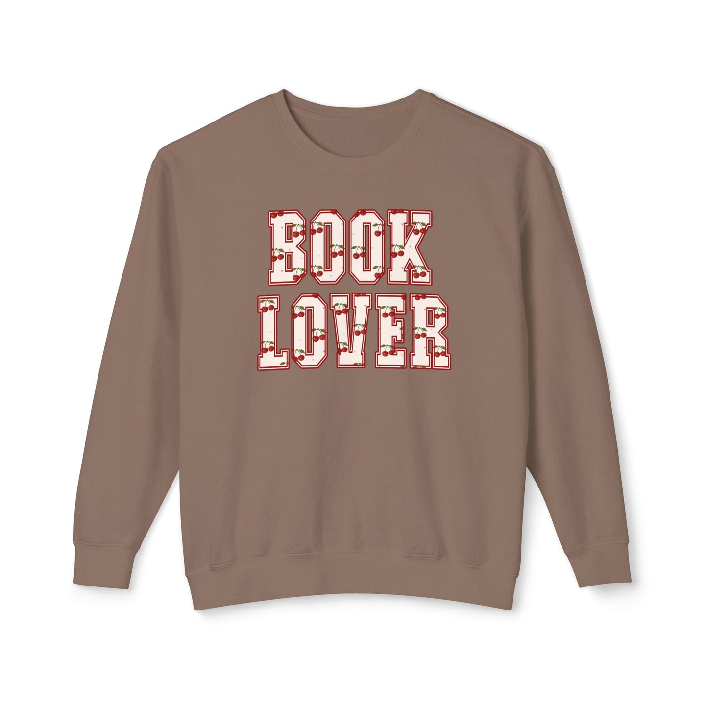 book lover cherry graphic crewneck sweatshirt