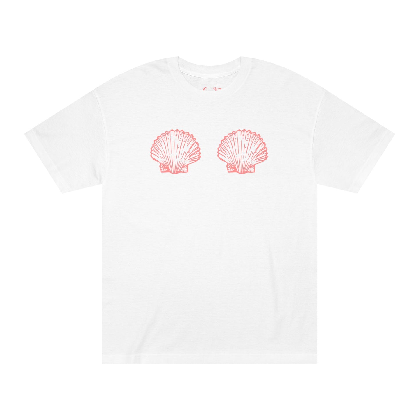 minimalist seashell graphic tee for women