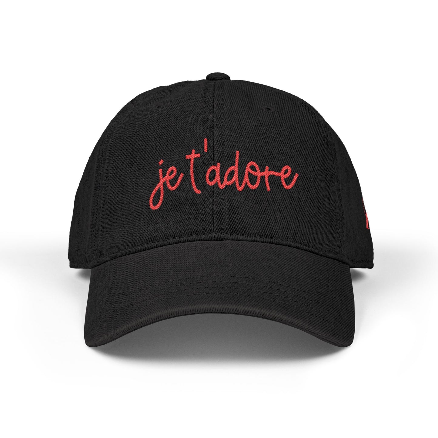 Embroidered 'je t'adore' Denim Hat
