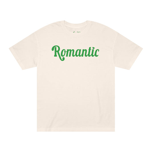 Romantic Tee – Green Script (Natural)