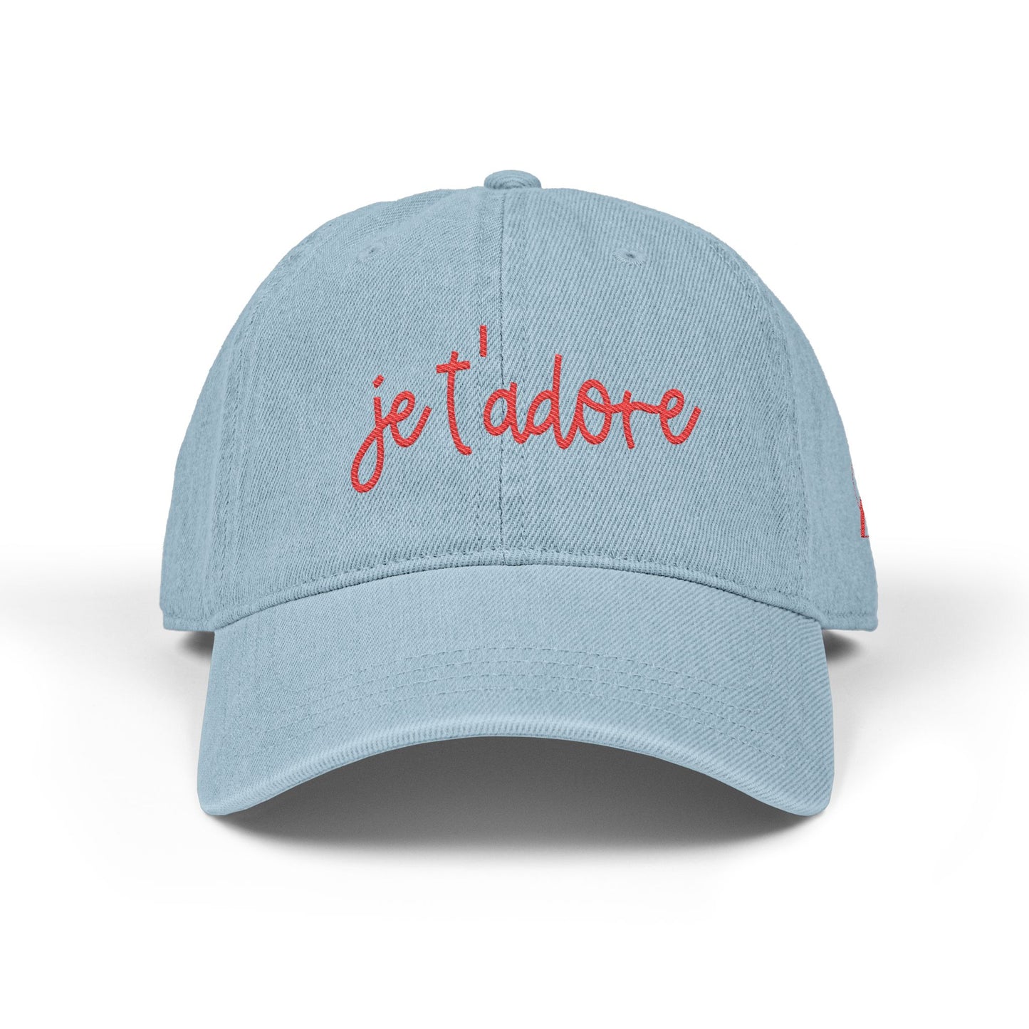 Embroidered 'je t'adore' Denim Hat