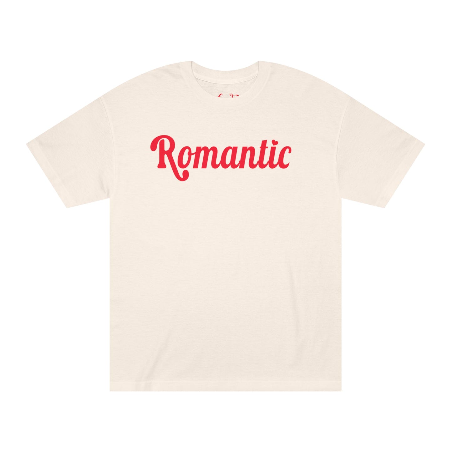 Romantic Tee – Red Script (Natural)
