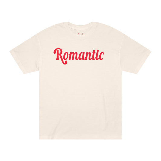 Romantic Tee – Red Script (Natural)